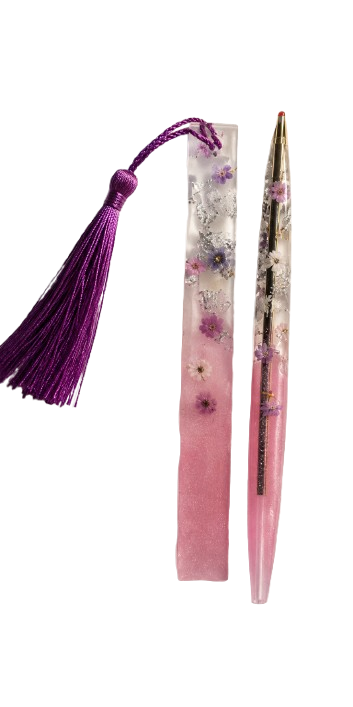 Duo Marque-page & Stylo Fleuri